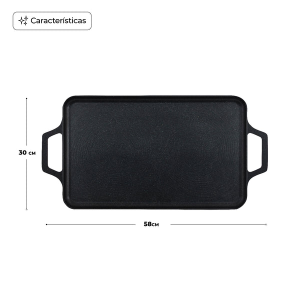 Queen Sense Comal Rectangular De Mármol Con Agarradera De Metal