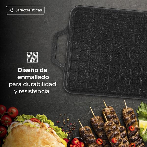 Queen Sense Comal Rectangular De Mármol Con Agarradera De Metal