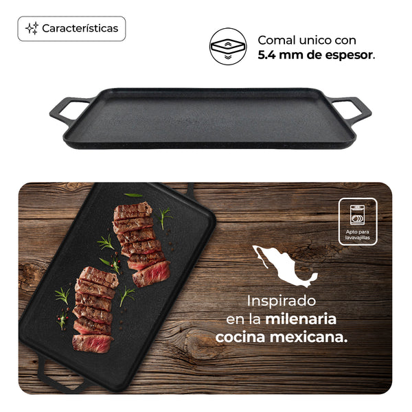 Queen Sense Comal Rectangular De Mármol Con Agarradera De Metal