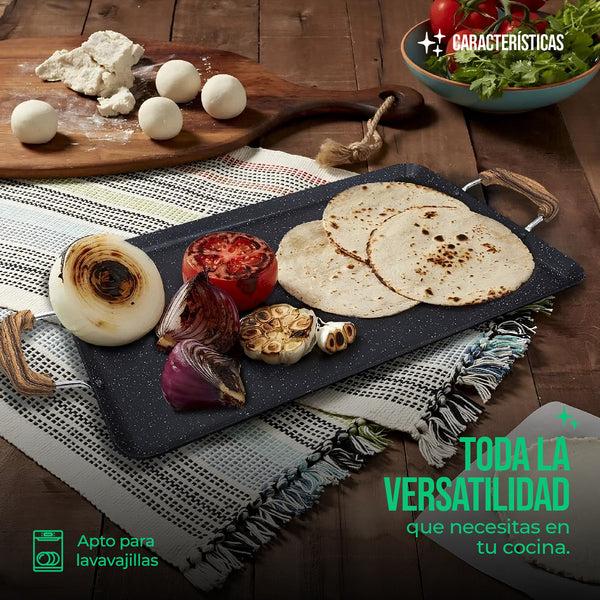 Queen Sense Comal Rectangular Love Cook Con Recubrimiento De Marmol
