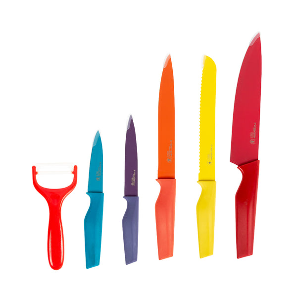 queen sense Juego 5 Cuchillos Y Pelador Acero Inoxidable Antiadherente