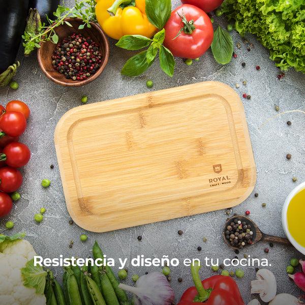 Queen Sense Juego De 3 Tablas De Bambú Para Picar Con Ranura Antiderrames