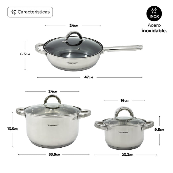 Queen Sense Juego De Cocina Acero Inoxidable 12 Pz Queen Sense