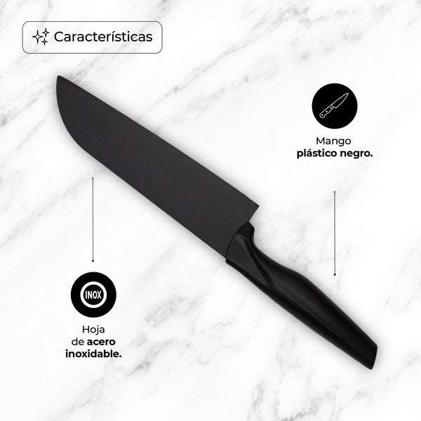 Queen Sense Juego De Cuchillos De Cocina 3 Piezas Diseño Minimalista Negro