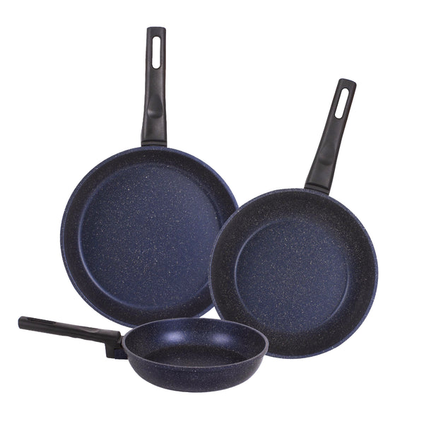 queen sense Juego de Sartenes Antiadherentes Con Recubrimiento Mármol Azul