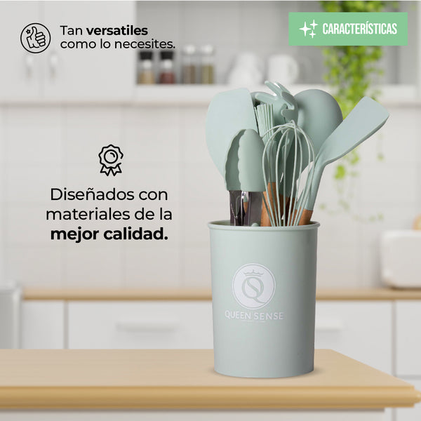 Queen Sense Juego De Utensilios De Silicon 12 Piezas