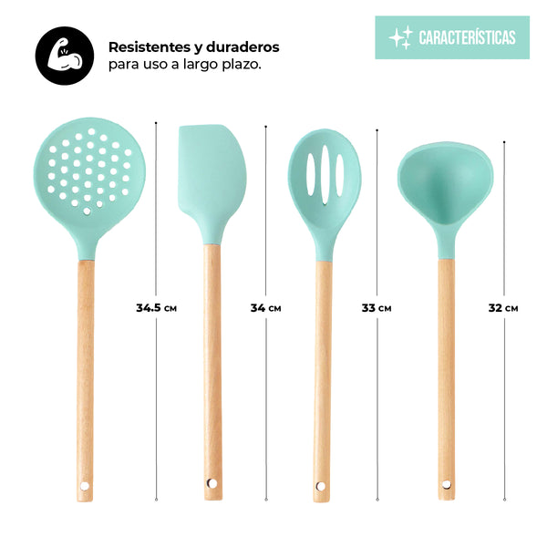 Queen Sense Juego De Utensilios De Silicona 8 Piezas