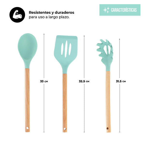 Queen Sense Juego De Utensilios De Silicona 8 Piezas