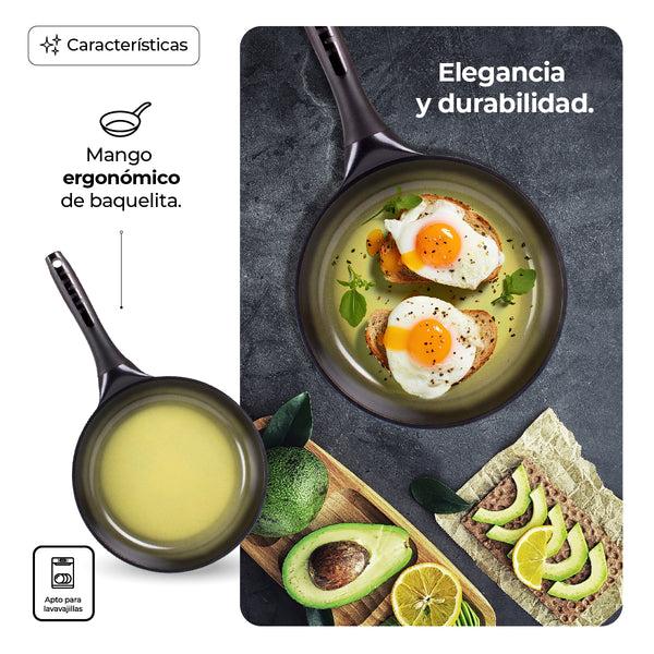 Queen Sense Juego Sartenes Aguacate Cerámica Antiadherente