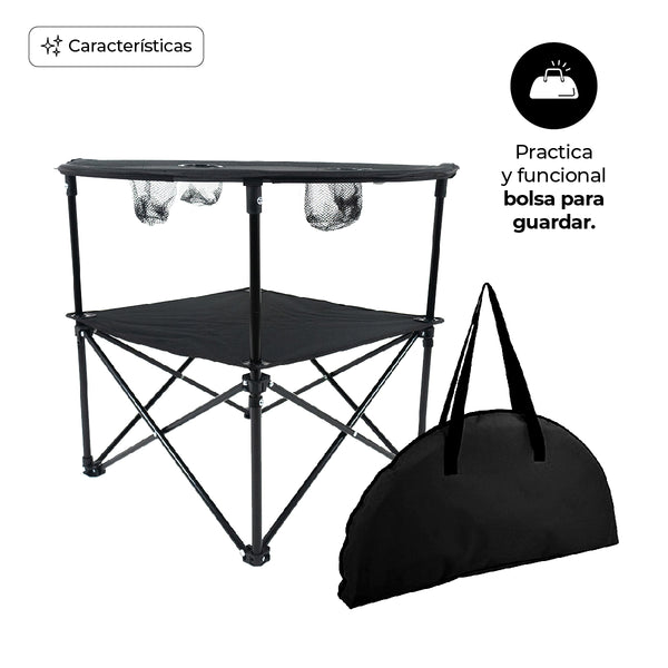 Queen Sense Mesa Camping Plegable Con Portavasos Para Exteriores