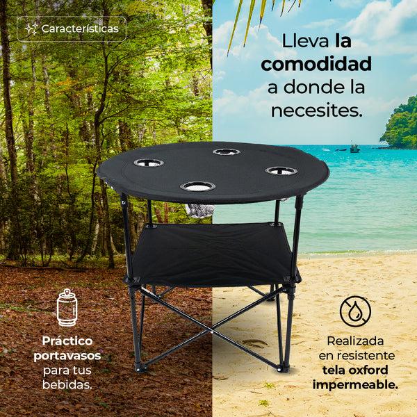 Queen Sense Mesa Camping Plegable Con Portavasos Para Exteriores