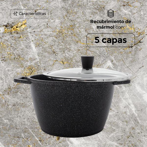 Queen Sense OLLA ALTA 24CM CON RECUBRIMIENTO DE MÁRMOL ANTIADHERENTE