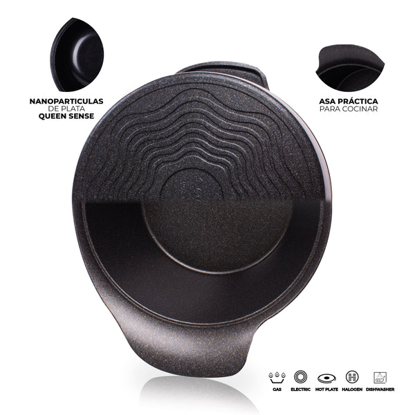 Queen Sense OLLA ALTA HONDA DE MARMOL CON TAPA 24 CM