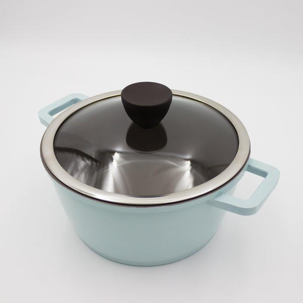 Queen Sense Olla Cerámica Térmica C/Tapa IH Azul 20 Cm