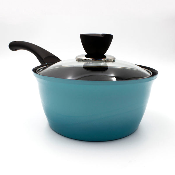 Queen Sense Olla De Mango Cerámica Azul C/Tapa 18 Cm