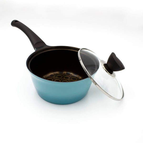 Queen Sense Olla De Mango Cerámica Azul C/Tapa 18 Cm