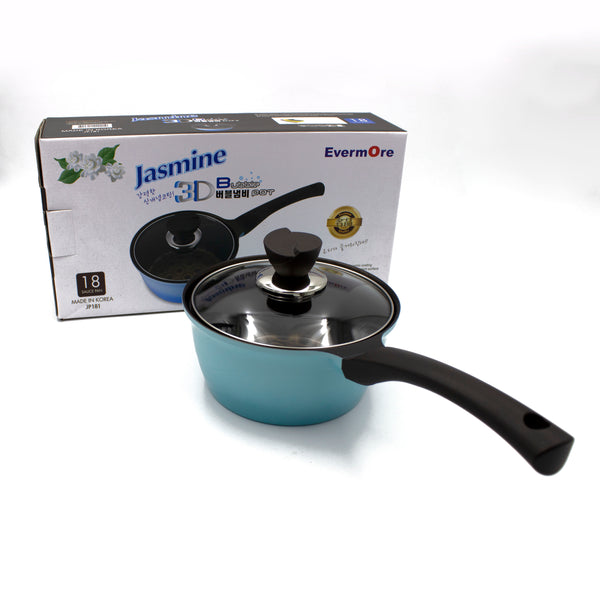 queen sense Olla de Mango Cerámica Azul c/Tapa 18 Cm