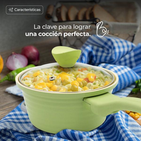 Queen Sense Olla De Mango Cerámica Verde C/Tapa 18 Cm