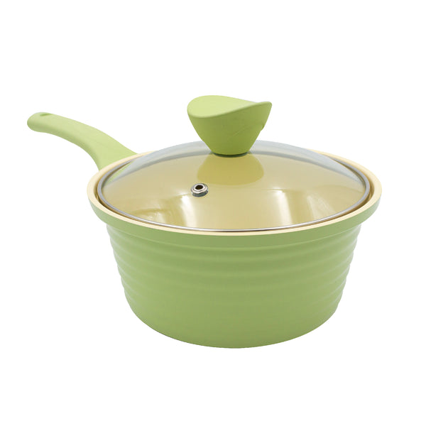 queen sense Olla de Mango Cerámica Verde C/Tapa 18 Cm