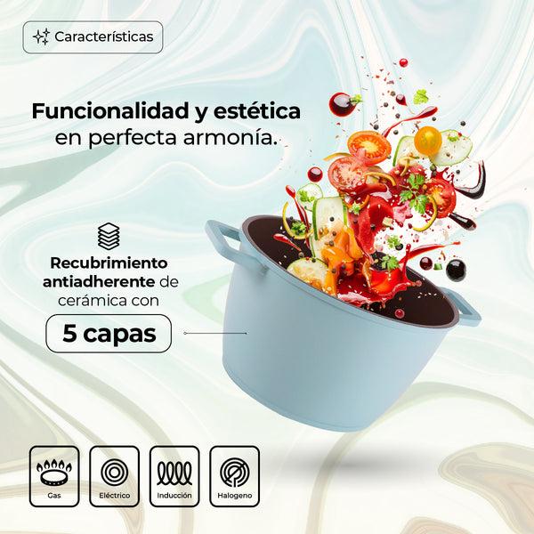 Queen Sense Olla Grande De Cerámica 24CM Con Indicador De Temperatura