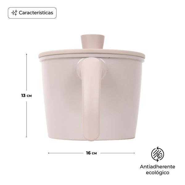 Queen Sense Olla Posillo De Cerámica Antiadherente Rosa Con Tapa 16 Cm