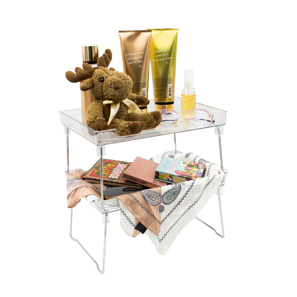 queen sense ORGANIZADOR COSMETICO 2 NIVELES TRANSPARENTE