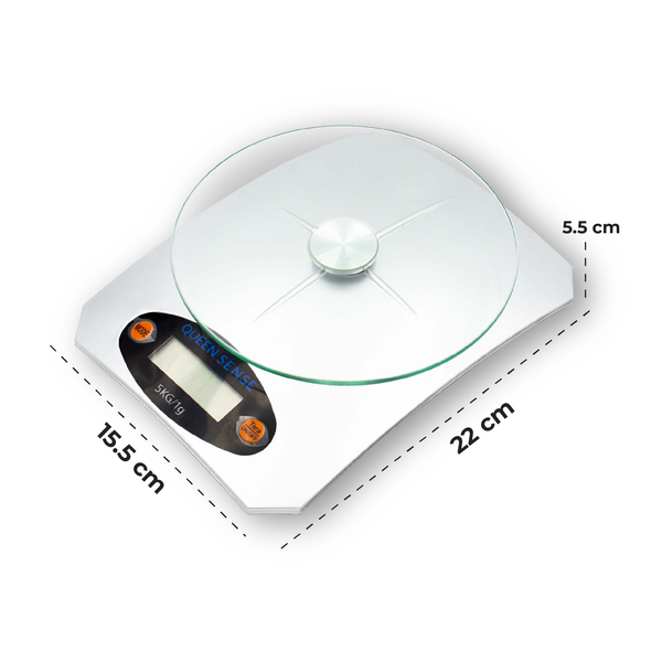 Queen Sense Báscula Digital 0.1 GR A 5 KG Vidrio