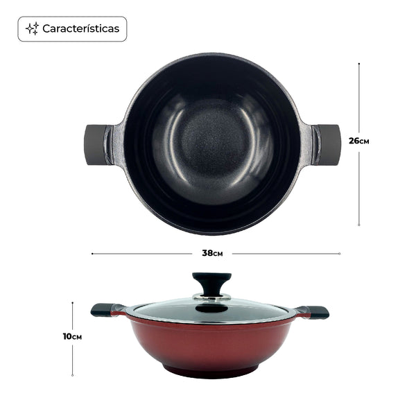 Queen Sense Cazuela Diamante C/Tapa Maple 26 Cm