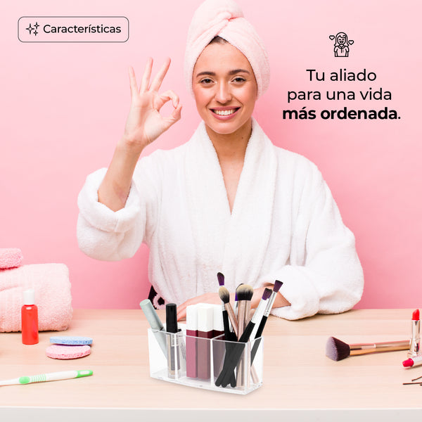 Queen Sense Contenedor Acrilico 3 Secciones