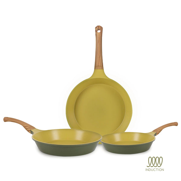 queen sense Juego de Sartenes 3 Piezas Olivo