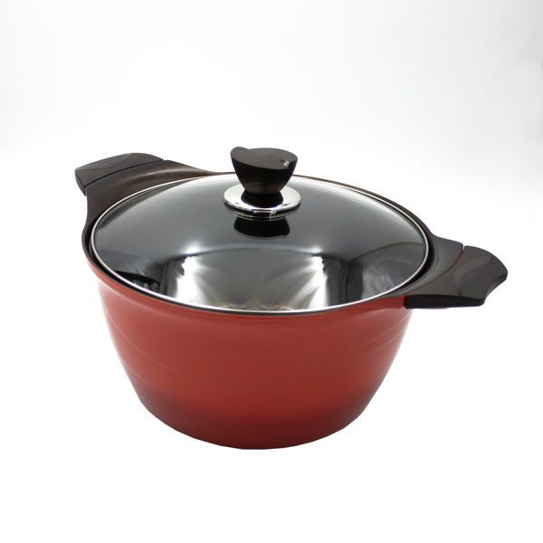 Queen Sense Olla Cerámica C/Tapa Rojo Desvan 28 Cm