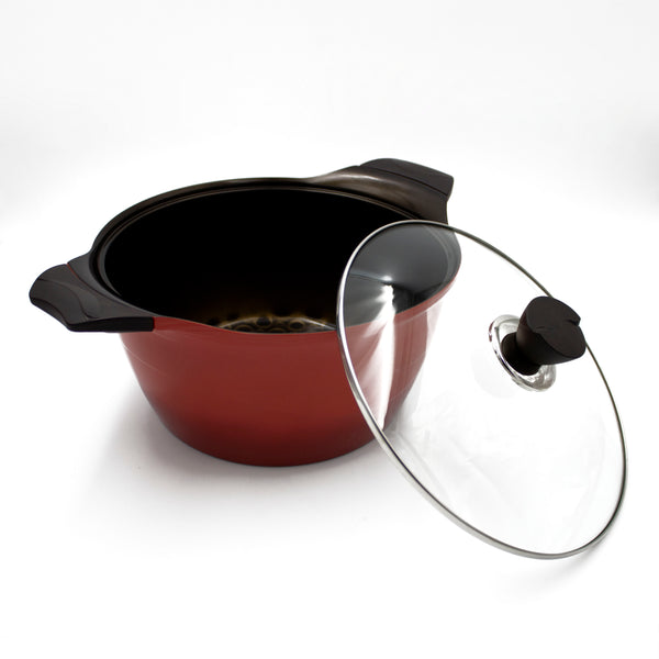 Queen Sense Olla Cerámica C/Tapa Rojo Desvan 28 Cm