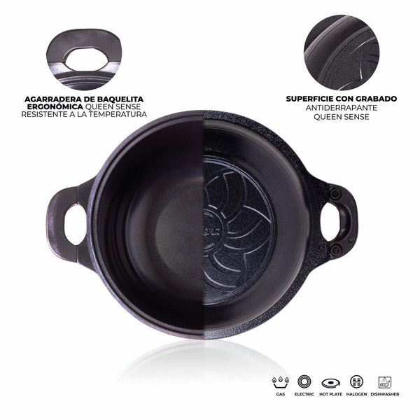 Queen Sense Olla Cerámica Venice C/Tapa Negra