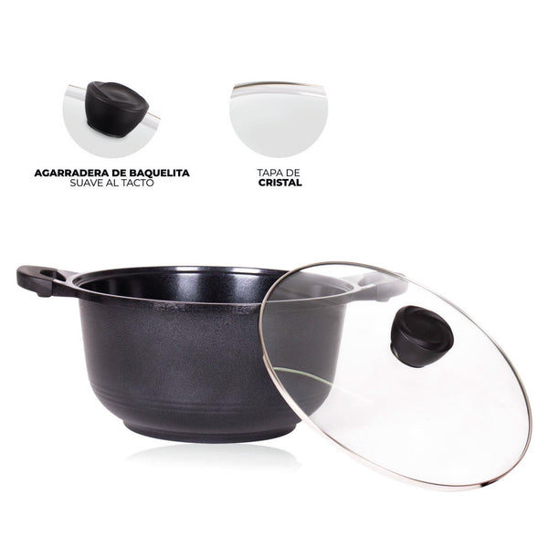 Queen Sense Olla Cerámica Venice C/Tapa Negra