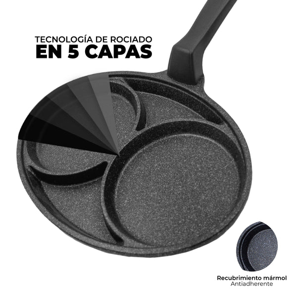 Queen Sense Sarten De Marmol Para 2 Huevos 21 Cm