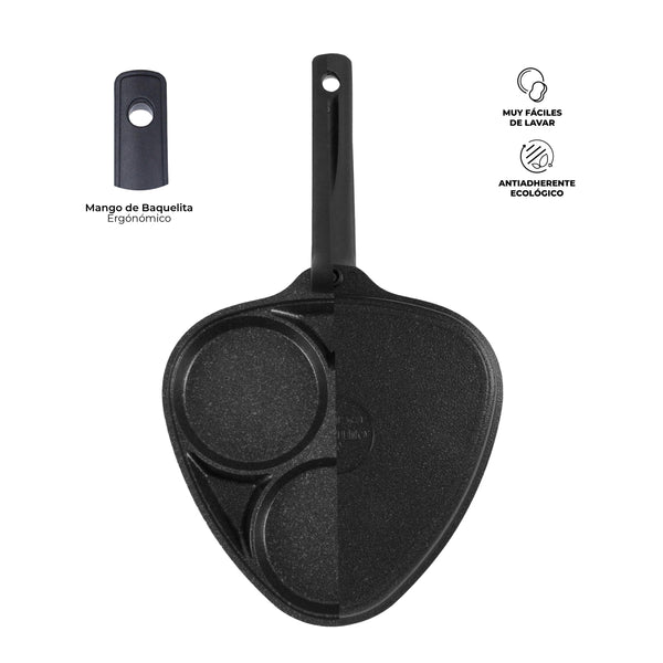 Queen Sense Sartén De Mármol Para 3 Huevos 25 Cm