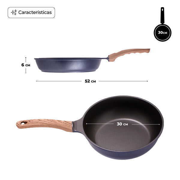 Queen Sense Sartén Plano 30 Cm Titanio Royal Azul