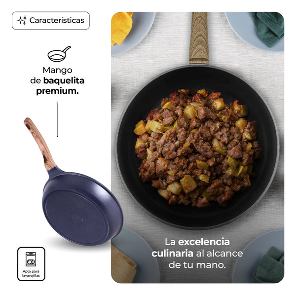 Queen Sense Sartén Plano 30 Cm Titanio Royal Azul