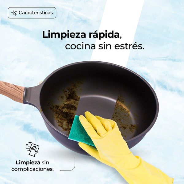 Queen Sense Sartén Plano 30 Cm Titanio Royal Azul