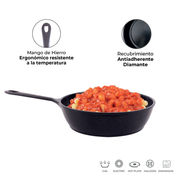 Queen Sense Sartén Plano Mini Diamante Negro 18 Cm