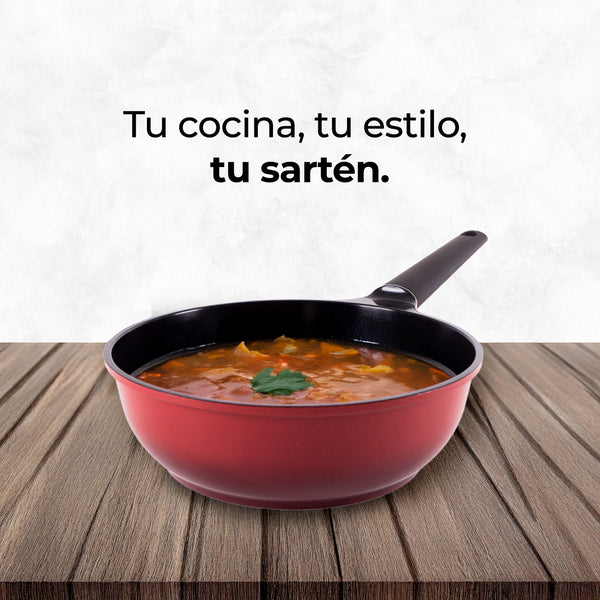 Queen Sense Sartén Wok Diamante Maple IH Rojo