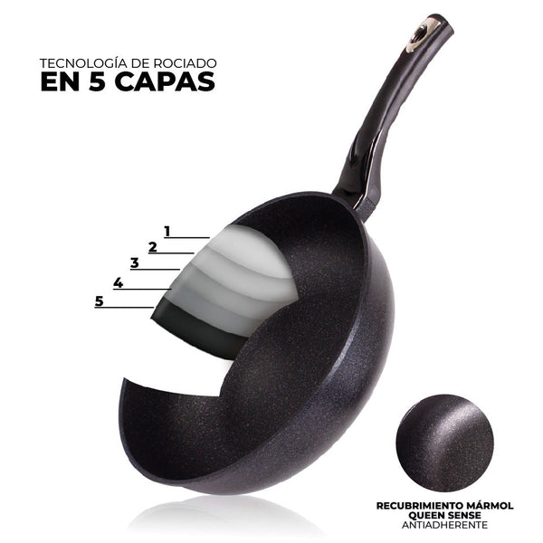Queen Sense Sartén Wok Mármol Antiadherente
