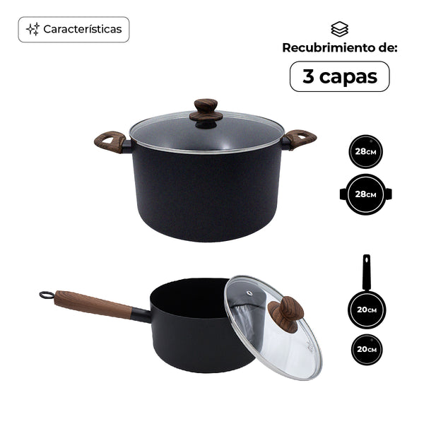 Queen Sense Set Sartenes Y Utensilios 12pzs Carbón