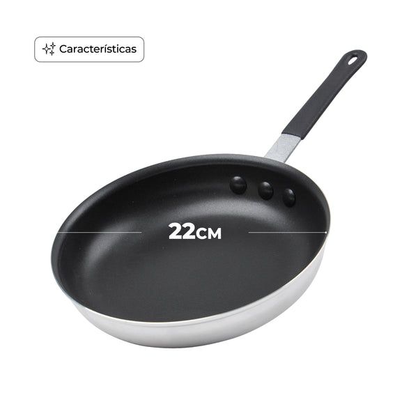 Queen Sense Sartén Antiadherente Acero Inoxidable 22cm Negro