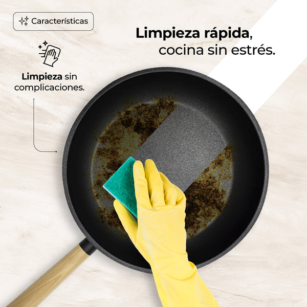 Queen Sense Sartén Cerámico Dellago 28cm Antiadherente Con Mango De Madera