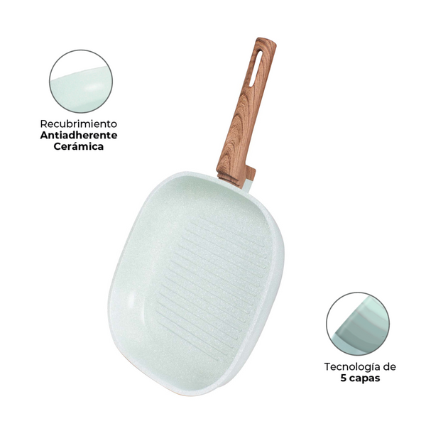 Queen Sense Sartén Cuadrado Ceramica Jade 27 Cm IH PRO LF