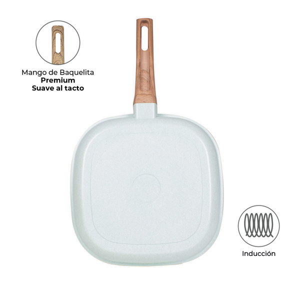 Queen Sense Sartén Cuadrado Ceramica Jade 27 Cm IH PRO LF