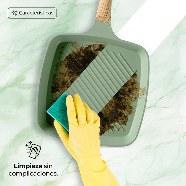 Queen Sense Sartén Grill Jade Antiadherente 27 Cm Mango Suave Al Tacto