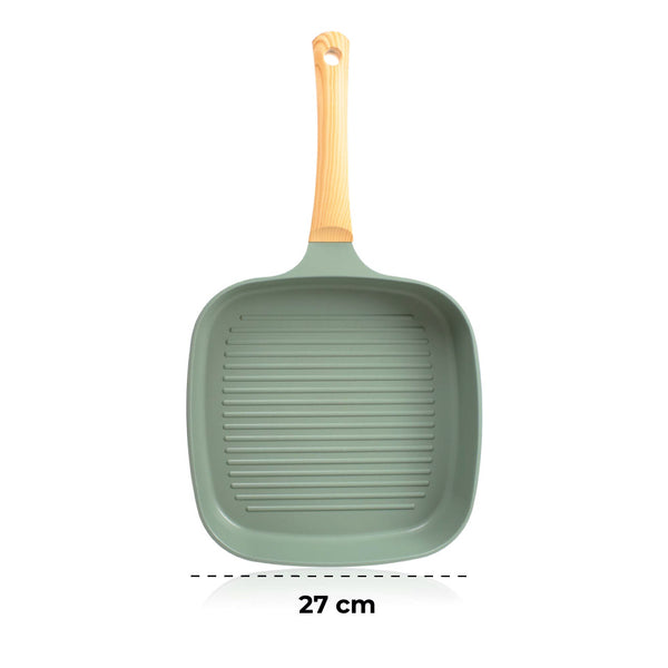 Queen Sense Sartén Jade Premium Cuadrado Grill 27 Cm