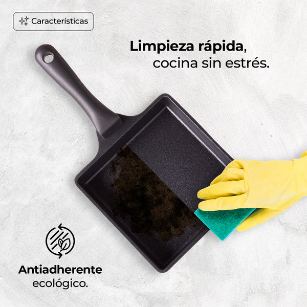 Queen Sense Sartén Mini Cuadrado Diamante Negro 15 Cm